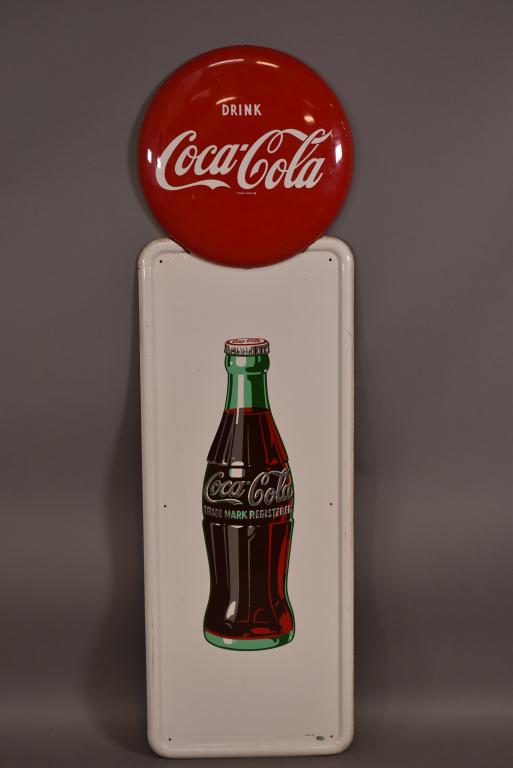 TIN COCA COLA BUTTON TOP SIGN (1 of 4)