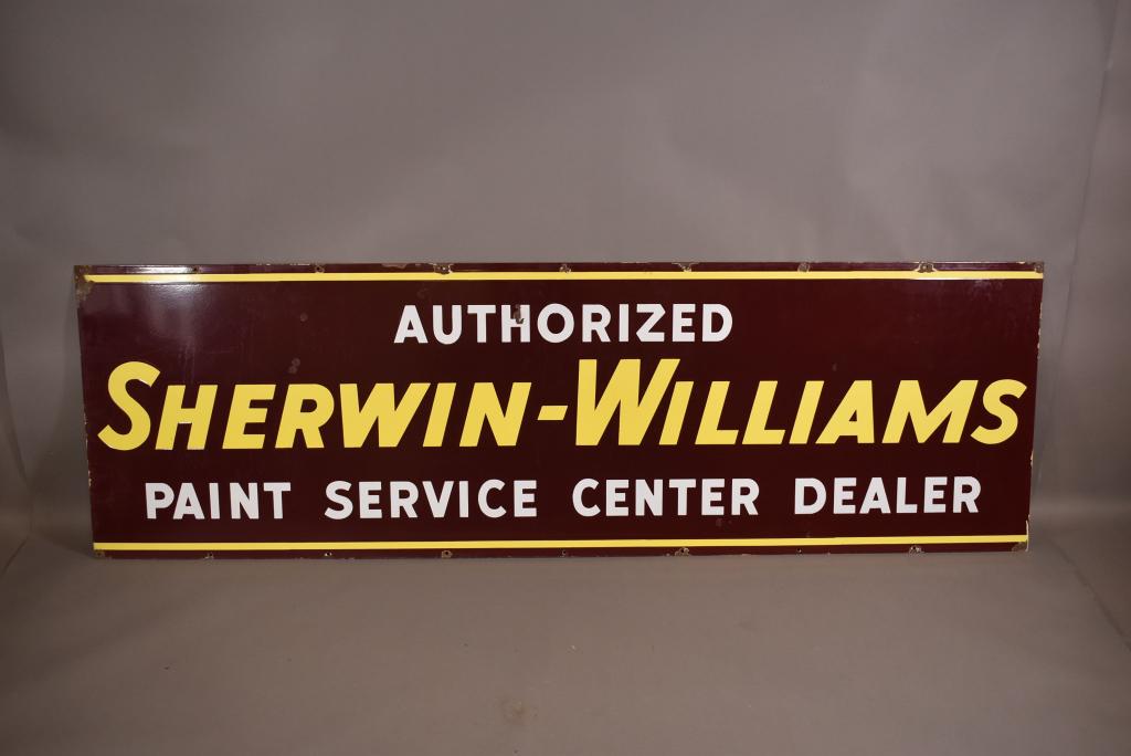 LARGE SHERWIN WILLIAMS DEALER PORCELAIN SIGN (1 of 4)
