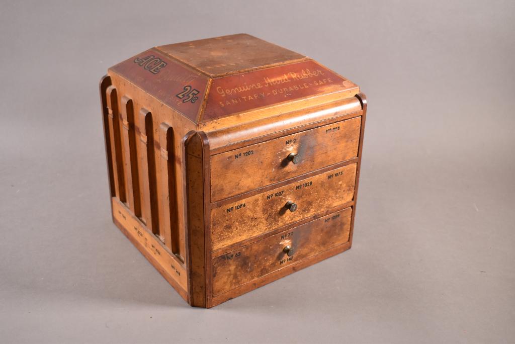 ANTIQUE COUNTER TOP ACE COMB DISPLAY W/ DRAWERS (1 of 6)