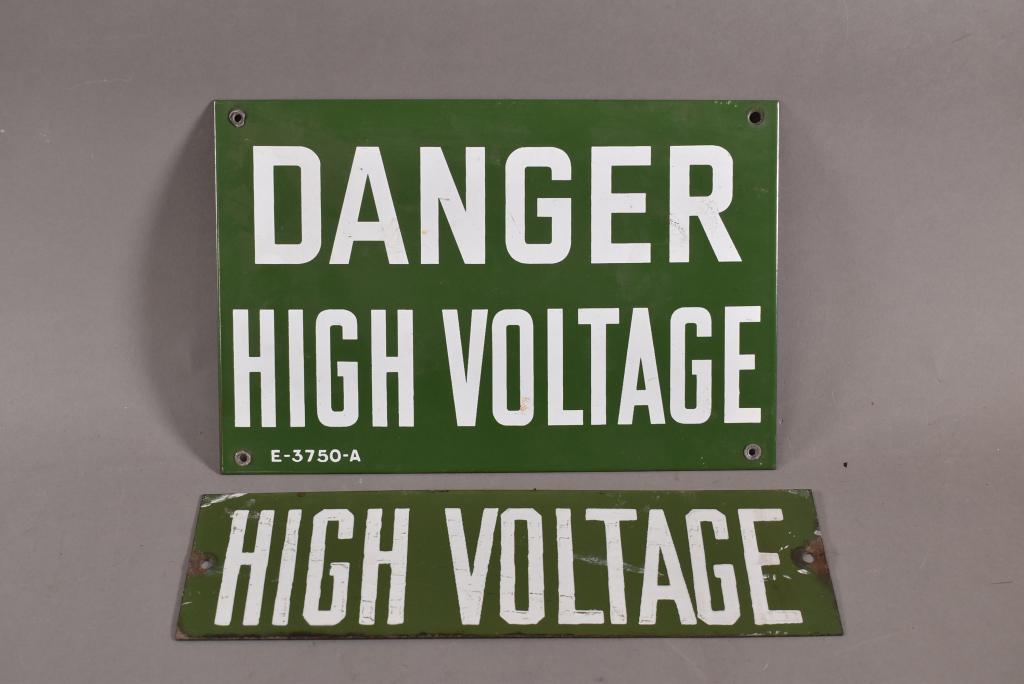 2 SMALL HIGH VOLTAGE PORCELAIN SIGNS (1 of 4)