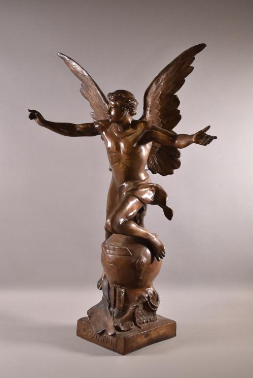 TALL L' AVIATION BY PICAULT BRONZE STATUE (1 of 3)