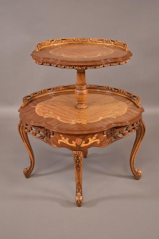 1930'S FRENCH STYLE INLAID 2 TIER TABLE (1 of 2)