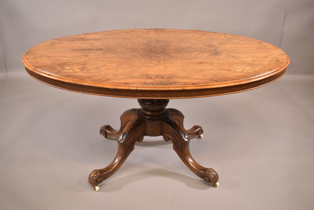 LARGE 19TH CENTURY INLAID CENTER TABLE (1 of 3)