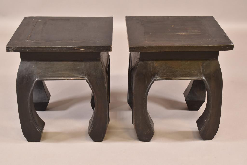 PAIR OF CHINESE HARDWOOD SIDE TABLES (1 of 2)