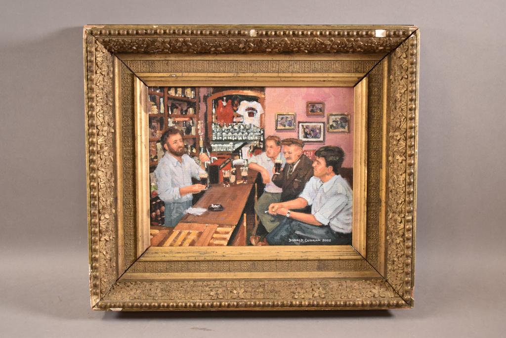 DONALD CURRAN PUB SCENE OIL PAINTING (1 of 2)
