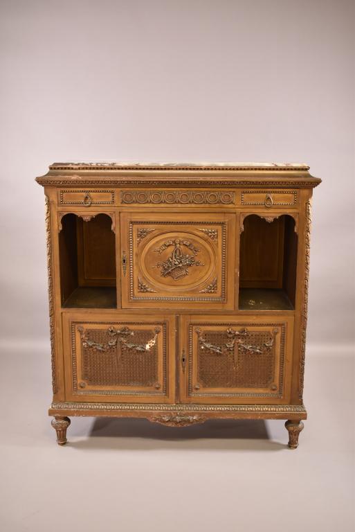 1900'S FRENCH MARBLE TOP HALL CABINET (1 of 6)