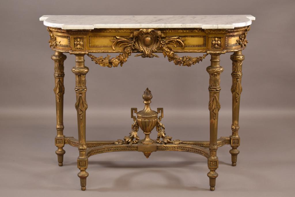 19TH CENTURY FRENCH MARBLE TOP CONSOLE TABLE (1 of 6)