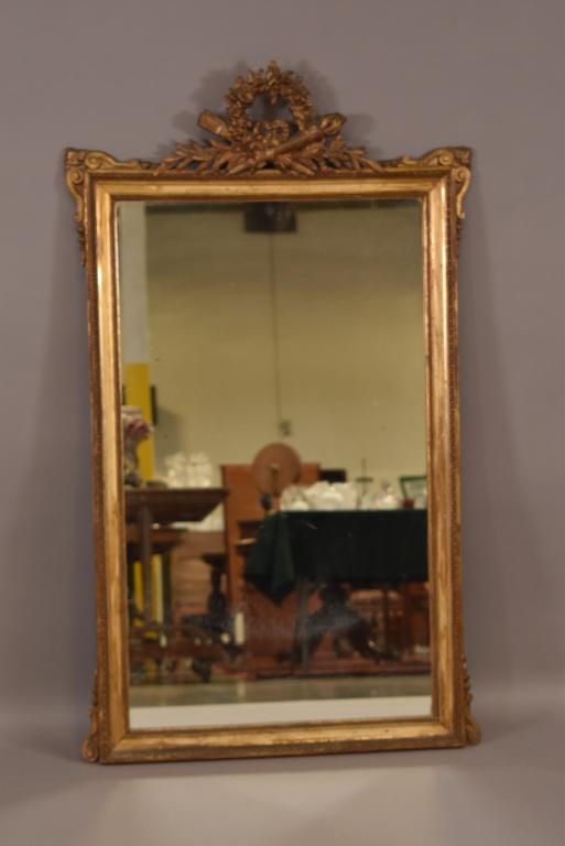 LARGE ANTIQUE GOLD GILT FRENCH WALL MIRROR (1 of 4)