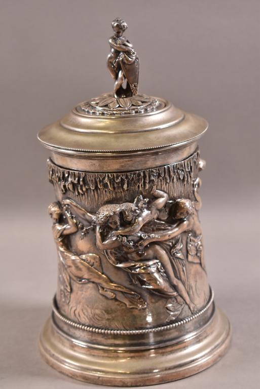 VICTORIAN SILVERPLATED FIGURAL TEA CADDY (1 of 6)