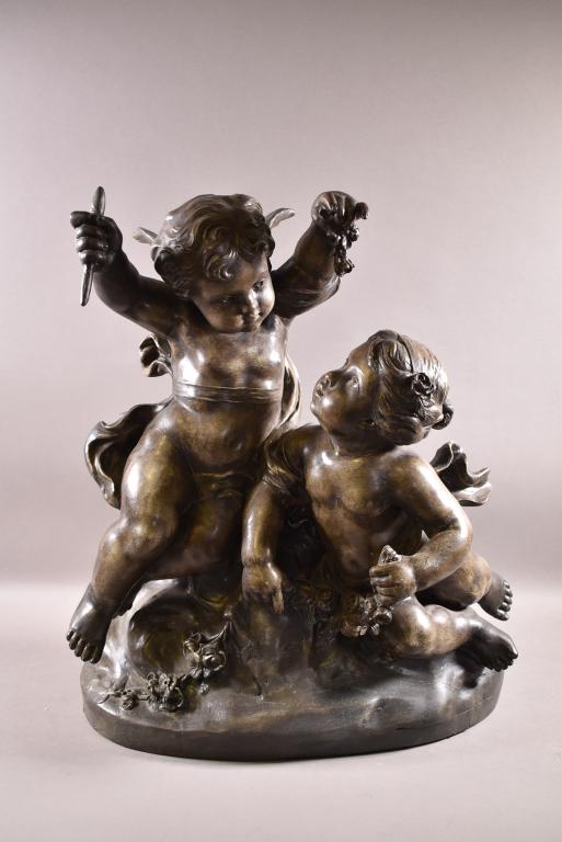 FRENCH TERRA COTTA CHERUB STATUE (1 of 4)