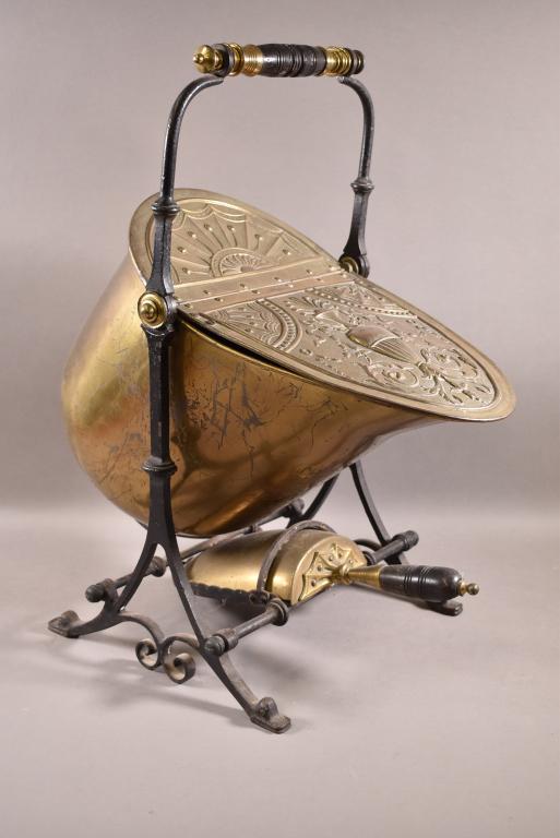 VICTORIAN ORNATE METAL COAL SCUTTLE (1 of 5)
