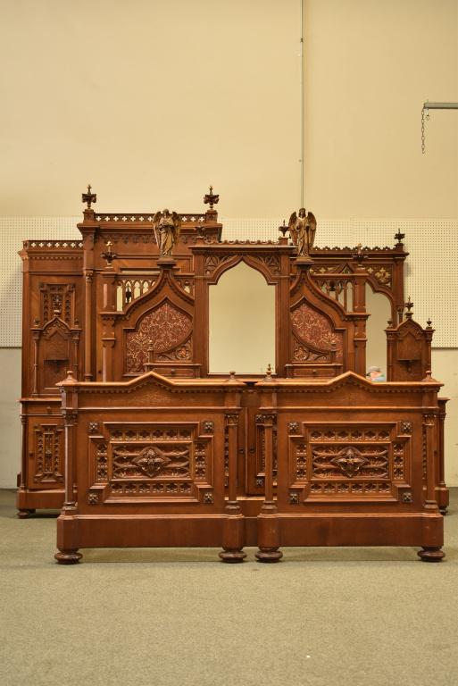 UNUSUAL 7 PIECE GOTHIC OAK BEDROOM SET (1 of 20)