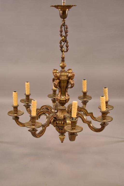 FRENCH BRONZE 8 LIGHT FIGURAL CHANDELIER (1 of 6)