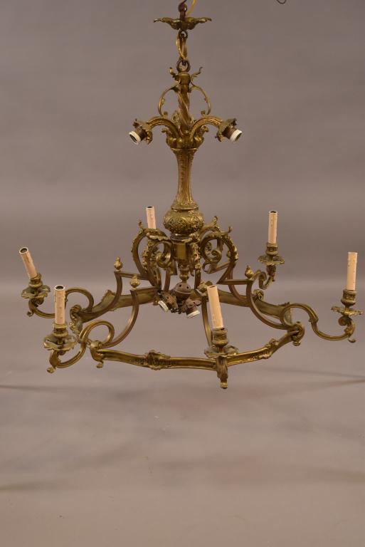 FRENCH BRONZE 6 LIGHT CHANDELIER (1 of 5)
