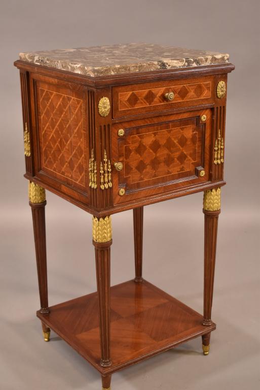 1900'S FRENCH MARBLE TOP NIGHTSTAND (1 of 4)