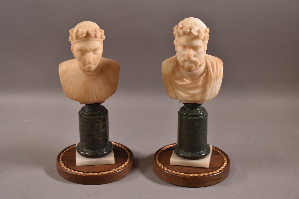 PAIR OF SMALL ALABASTER BUSTS (1 of 3)