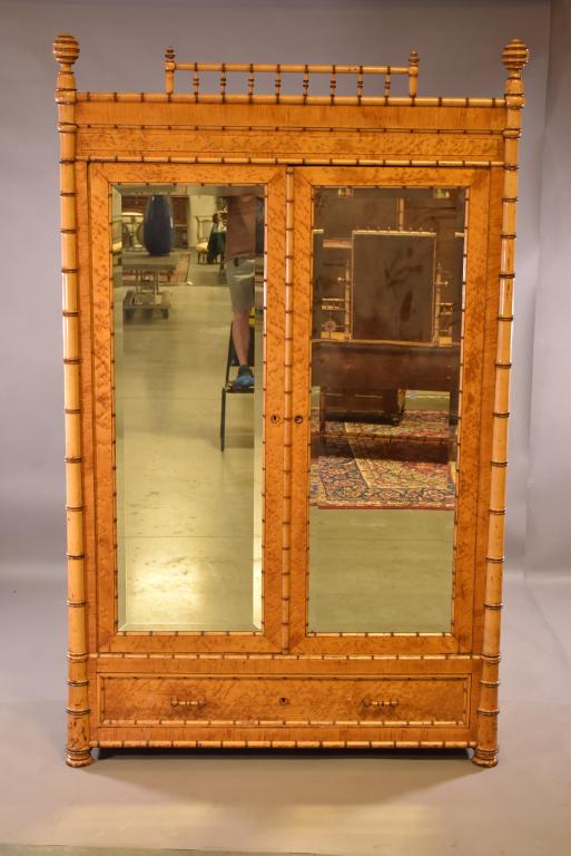 RJ HORNER FAUX BAMBOO 2 DOOR ARMOIRE (1 of 6)