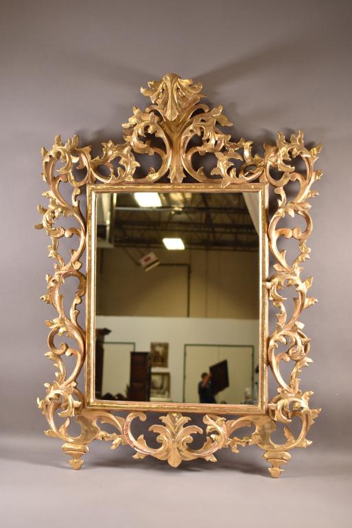 HIGHLY CARVED GOLD GILT WALL MIRROR (1 of 5)