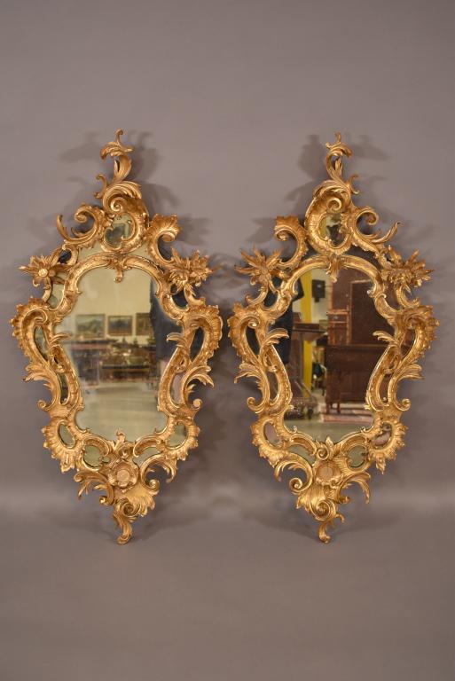 PR. OF ITALIAN GOLD GILT WOOD & GESSO WALL MIRRORS (1 of 4)