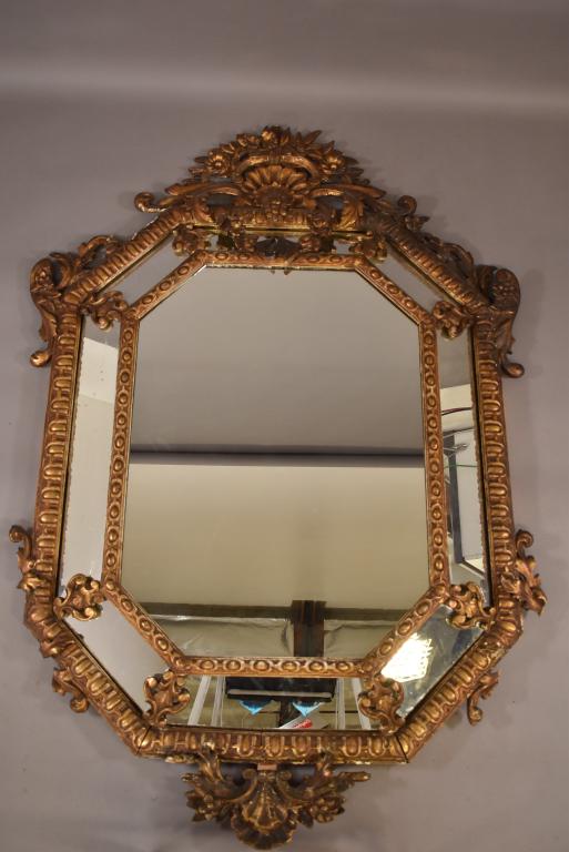 19TH CENTURY FRENCH GILT WOOD CUSHION MIRROR (1 of 10)