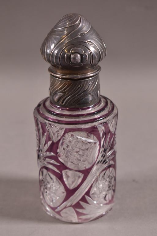 AMETHYST CUT TO CLEAR PERFUME BOTTLE (1 of 3)