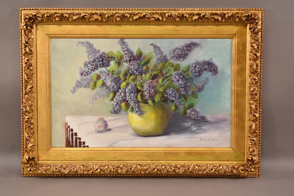 LARGE FLORAL STILL LIFE PAINTING IN GILT FRAME (1 of 4)