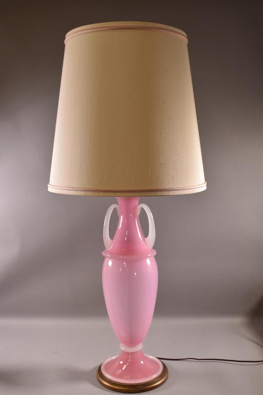 PINK OPALENE ART GLASS TABLE LAMP (1 of 3)