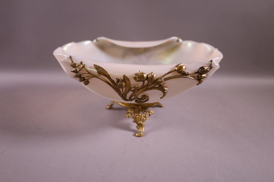 LOETZ ART GLASS METAL MOUNTED CENTER BOWL (1 of 4)