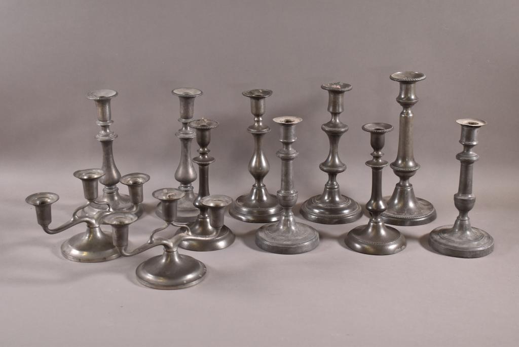 11 PEWTER CANDLESTICKS (1 of 6)