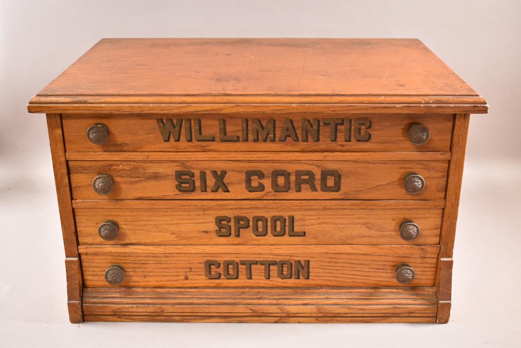 ANTIQUE 4 DRAWER OAK SPOOL CABINET (1 of 4)