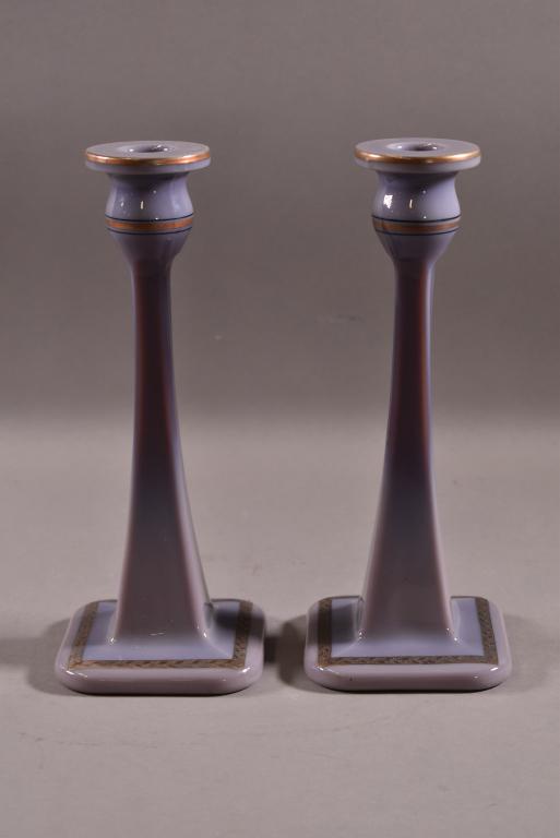 PAIR OF ART GLASS CANDLESTICKS (1 of 4)