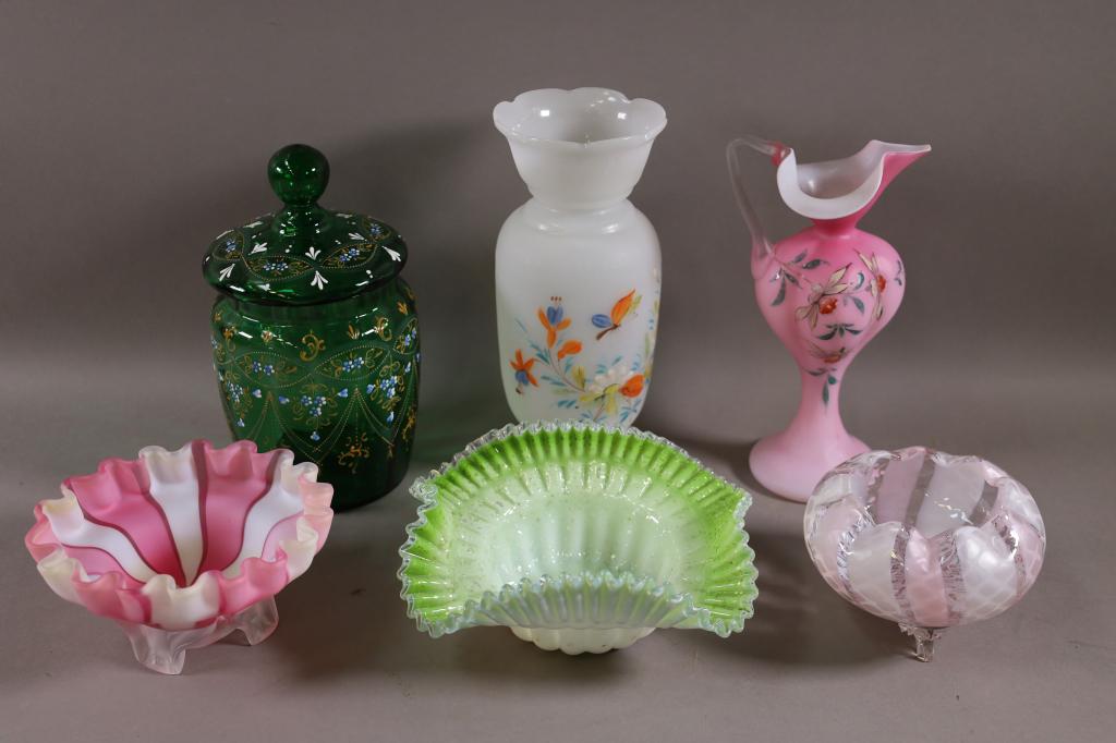 6 PIECES OF VICTORIAN GLASSWARE (1 of 4)