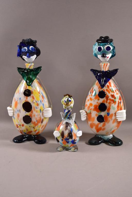 3 MURANO CLOWN DECANTERS (1 of 7)