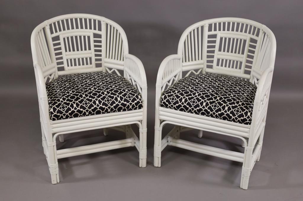PAIR OF MCGUIRE STYLE RATTAN ARM CHAIRS (1 of 5)