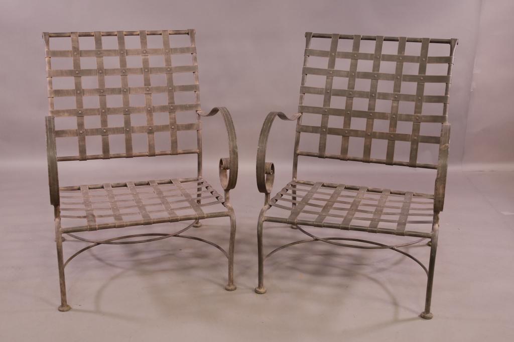 PAIR OW LEE METAL PATIO CHAIRS (1 of 4)