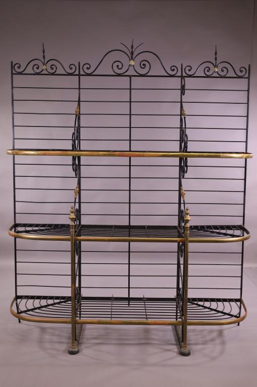 LARGE IRON & BRASS BAKER'S RACK (1 of 5)
