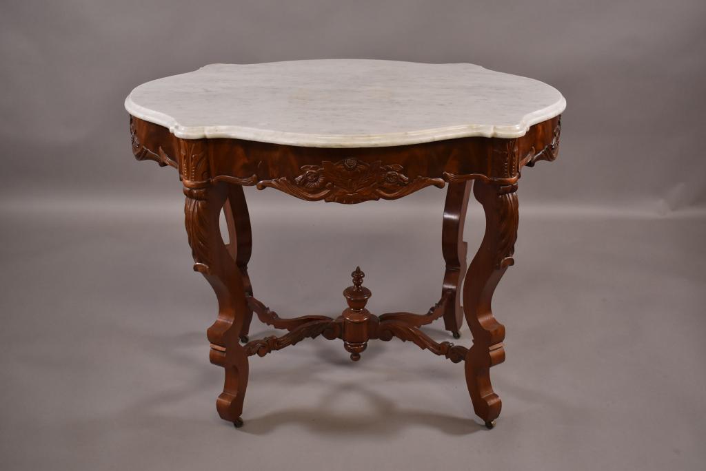 VICTORIAN TURTLE TOP MARBLE TOP TABLE (1 of 8)