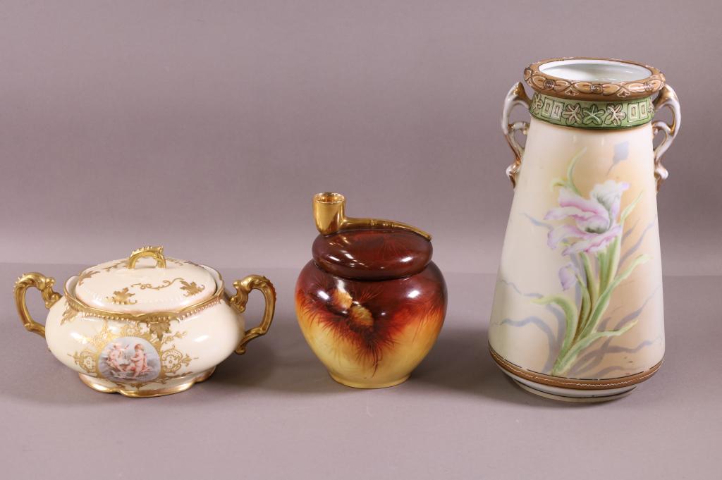 3 PCS. HAND PAINTED PORCELAIN (1 of 4)