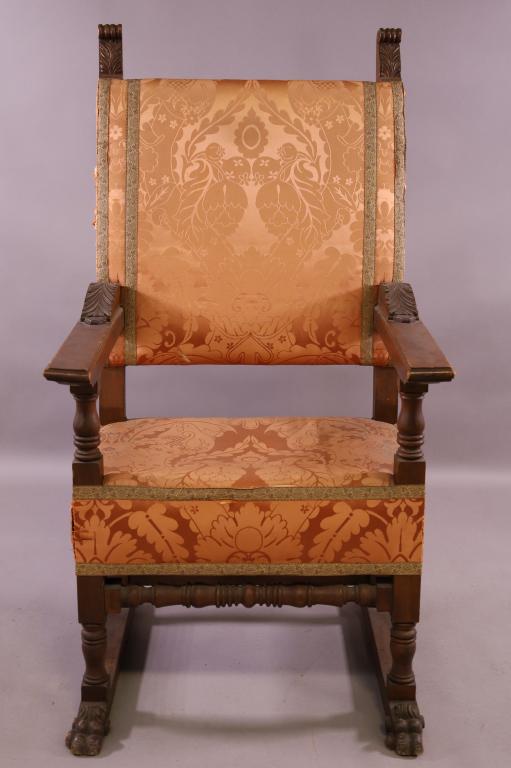 1930'S CARVED WALNUT SPANISH STYLE HALL CHAIR (1 of 6)