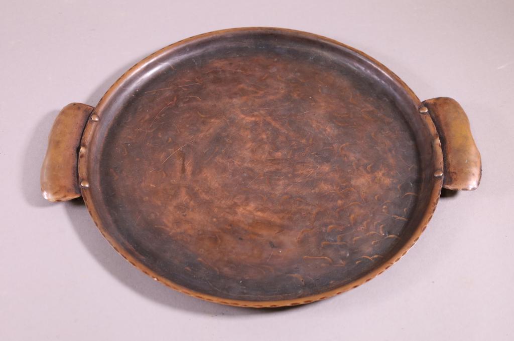 SIGNED STICKLEY HAND POUNDED COPPER TRAY (1 of 3)