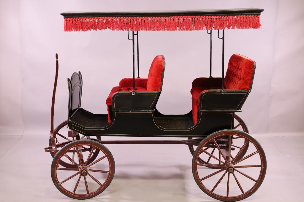 UNUSUAL CHILD'S PULL SURREY WAGON W/ CANOPY TOP (1 of 5)