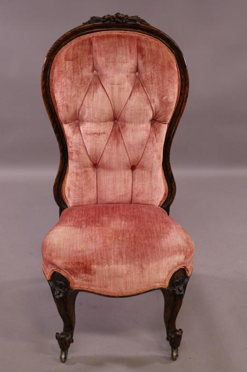 FANCY PAINTED FINISH VICTORIAN SLIPPER CHAIR (1 of 5)
