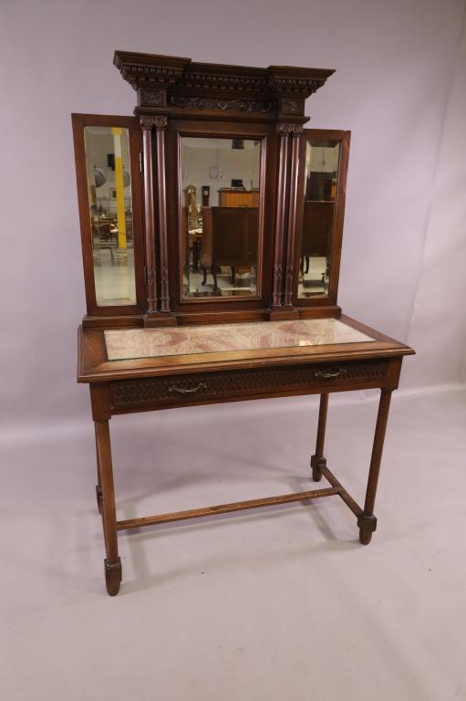 1900'S WALNUT TRIPLE MIRROR VANITY (1 of 3)