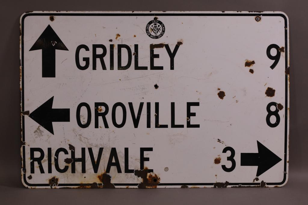 CALIFORNIA HIGHWAY SIGN GRIDLEY & OROVILLE (1 of 2)