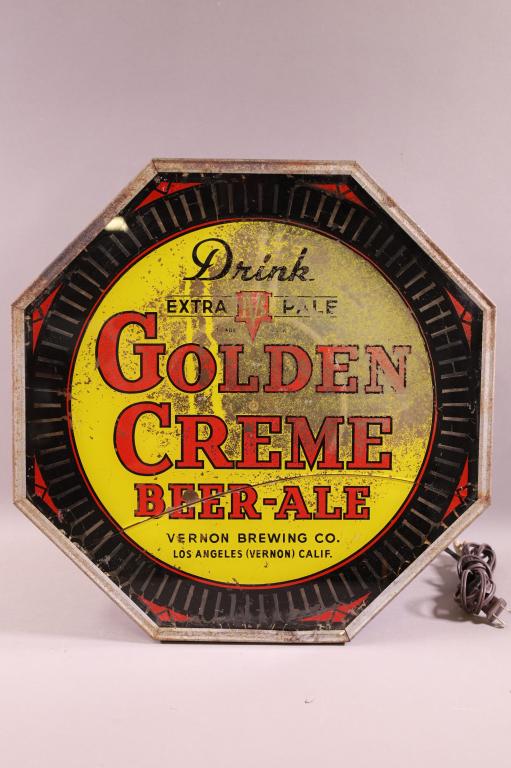 GOLDEN CREME BEER SPINNER SIGN (1 of 2)