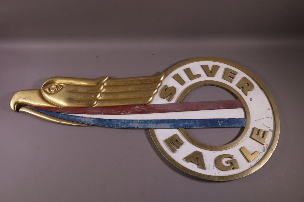 SILVER EAGLE (TRAILER) DIE CUT METAL SIGN (1 of 2)