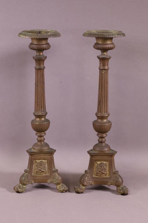 PAIR OF GILT METAL ALTAR CANDLESTICKS (1 of 2)