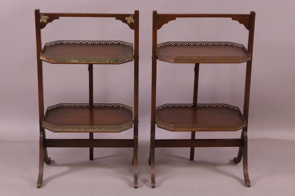 PAIR OF MAHOGANY FOLDING PASTRY TABLES (1 of 3)