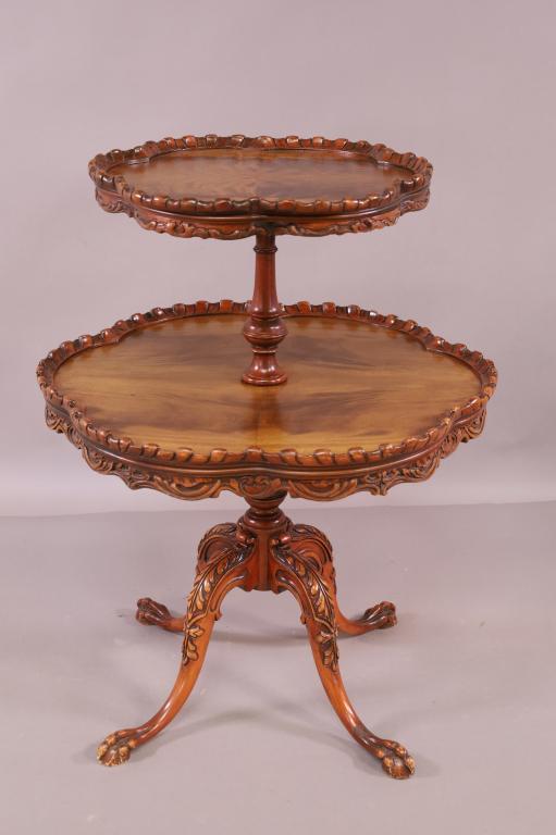 TWO TIER FRENCH STYLE MAHOGANY TABLE (1 of 3)