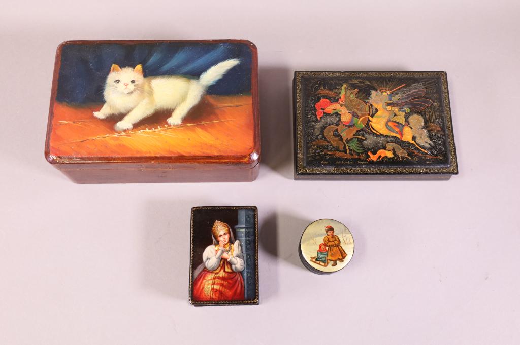 4 RUSSIAN LACQUER BOXES (1 of 6)